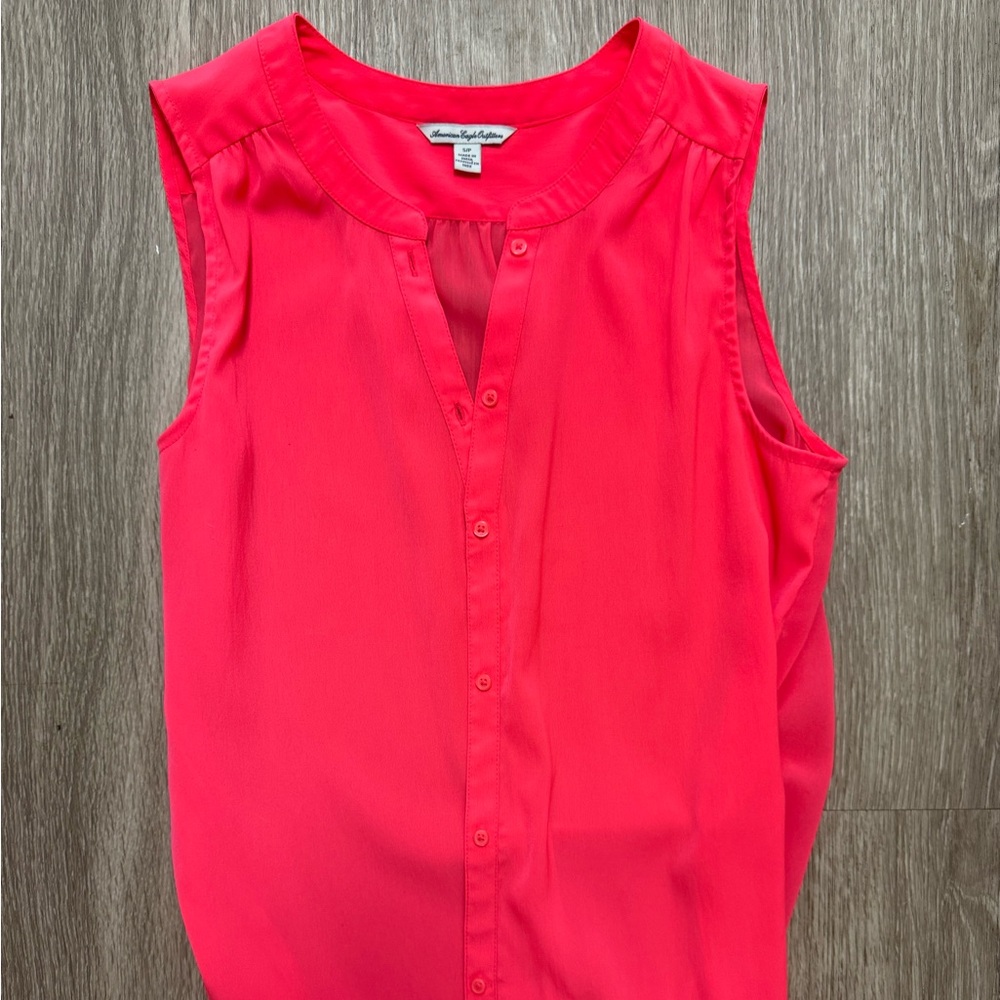 American Eagle Outfitters Coral Button-Up Top